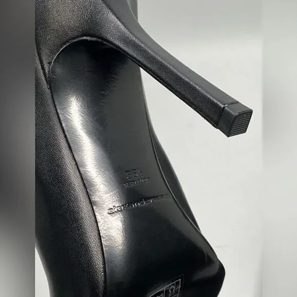 Alexander Wang Delphine brand-embossed leather heeled knee-high boots size 36.5 - Picture 15 of 15